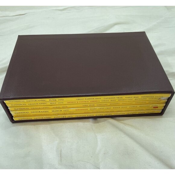 Vintage Nat Geo Jan–Jun 1973 Slipcover Set | Illustrated, Travel, Rare - Picture 1 of 16